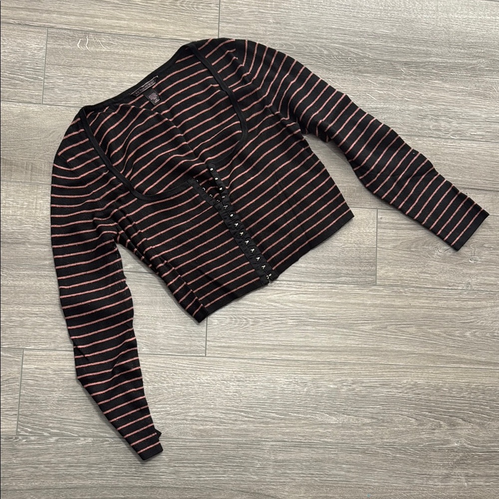 Victoria's Secret Black and rose gold Striped Cardigan